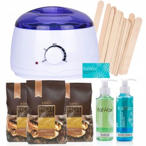 ItalWax Zestaw do depilacji woskiem twardym Natural 300g + podgrzewacz + 2x żel + szpatułki + talk