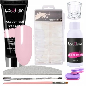 Zestaw budujący z akrylożelem La'kier Powder Gel French Pink 30g + akcesoria