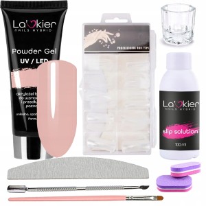 Zestaw budujący z akrylożelem La'kier Powder Gel Nude 30g + akcesoria