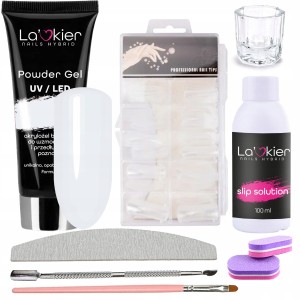 Zestaw budujący z akrylożelem La'kier Powder Gel Natural 30g + akcesoria