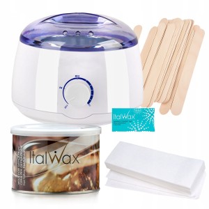 ItalWax Zestaw startowy do depilacji woskiem 1x wosk w puszce Natural 400ml + podgrzewacz + akcesoria