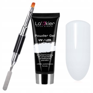 Zestaw mini do przedłużania paznokci akrylożelem La’kier Powder Gel Natural 30g + dwustronny pędzelek ze szpatułką