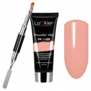Zestaw mini do przedłużania paznokci akrylożelem La’kier Powder Gel Musk 30g + dwustronny pędzelek ze szpatułką