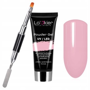 Zestaw mini do przedłużania paznokci akrylożelem La’kier Powder Gel French Pink 30g + dwustronny pędzelek ze szpatułką