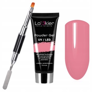 Zestaw mini do przedłużania paznokci akrylożelem La’kier Powder Gel Peony 30g + dwustronny pędzelek ze szpatułką