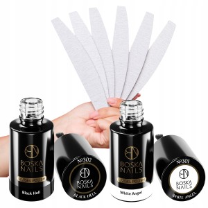 Zestaw do hybrydy Boska Nails Black and White + 10x pilnik gratis