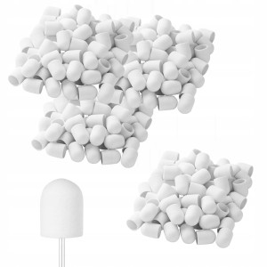 Kapturek ścierny do pedicure korund EXO 13mm gradacja 60, 80, 150, 220 hard cap biały zestaw 40 sztuk