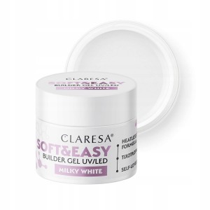 Claresa Żel budujący samopoziomujący do paznokci Soft&Easy Builder Gel Milky White 45g