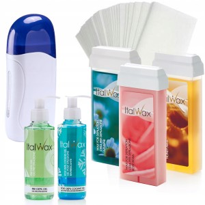 ItalWax Zestaw do depilacji - podgrzewacz + 3x wosk w rolce 100ml + preparaty + paski