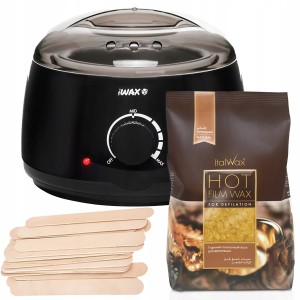 ItalWax Zestaw do depilacji - podgrzewacz + wosk twardy Hot Film Wax Natural 250g + szpatułki