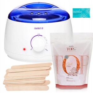 ItalWax Zestaw do depilacji - podgrzewacz + wosk twardy Top Line Crystal 250g + szpatułki + talk
