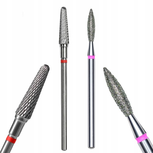 02 staleks - 1+1 frez z węglika stożek czerwony 4mm + frez diamentowy.jpg
