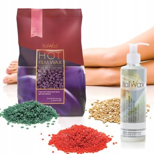 ItalWax Zestaw do depilacji woskiem twardym 500g (do wyboru) + emulsja opóźniająca wzrost włosów 100ml