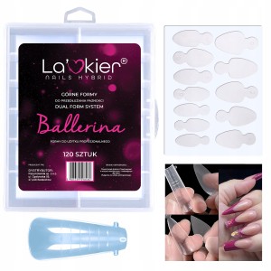 Zestaw pomocniczy do akrylożelu - formy Dual Form Ballerina 120 sztuk + silikonowe formy Combo System owal 12 sztuk