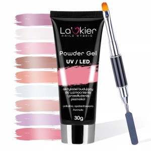 Zestaw do akrylożelu 1x Powder Gel La’kier 30g (kolor do wyboru) + pędzelek dwustronny ze szpatułką