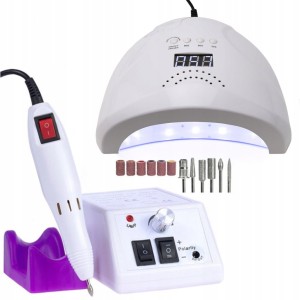 Profesjonalny zestaw kosmetyczny - Lampa Dual UV LED + Frezarka do manicure i pedicure
