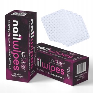 Zestaw 2x La’kier Nail Wipes Bezpyłowe waciki perforowane do zmywania paznokci 200 sztuk