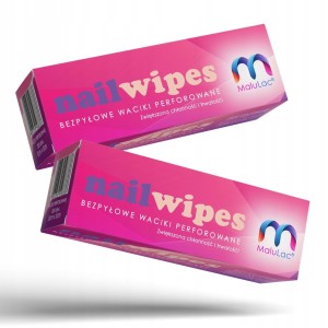 Zestaw 2x MaluLac Nail Wipes Bezpyłowe waciki perforowane do zmywania paznokci 325 sztuk