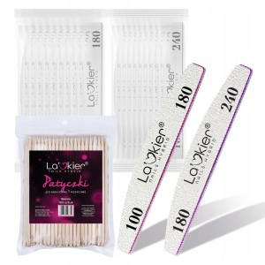La'kier Zestaw do paznokci: 20 x pilnik łódka + patyczki GRATIS