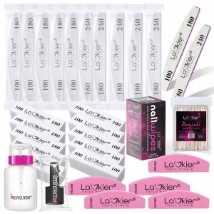 La'kier duży zestaw do manicure pilniki, bloki, polerka, waciki + GRATISY