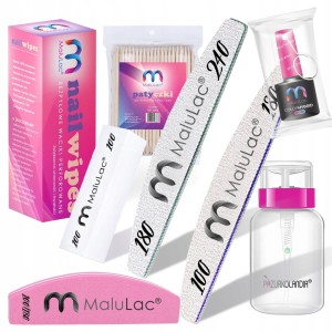 MaluLac profesjonalny zestaw do manicure pilniki, bloki, polerka, waciki + GRATISY
