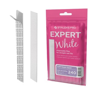 Staleks Pro Expert White DFE-20-240w nakładki jednorazowe białe do pilnika prostego gradacja 240 30 sztuk