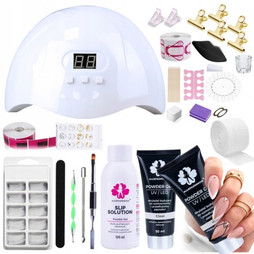 Zestaw do akrylożelu 2 x 30 ml POWDER GEL WHITE CLEAR LAMPA akcesoria.jpg