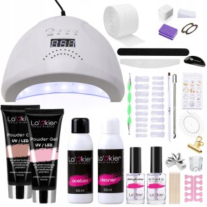 Zestaw do akrylożeli La’kier 2x Powder Gel 30ml + lampa + akcesoria