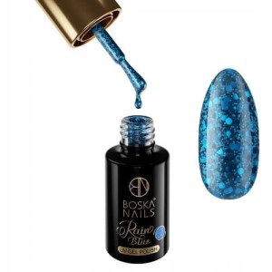 Boska Nails Blue Rain 435 kolekcja Glitter Rain - lakier hybrydowy do paznokci z drobinkami  6ml
