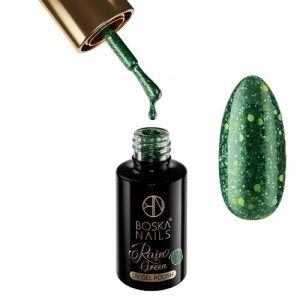 Boska Nails Green Rain 437 kolekcja Glitter Rain - lakier hybrydowy do paznokci z drobinkami  6ml