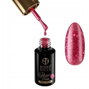 Boska Nails Pink Rain 440 kolekcja Glitter Rain - lakier hybrydowy do paznokci z drobinkami  6ml