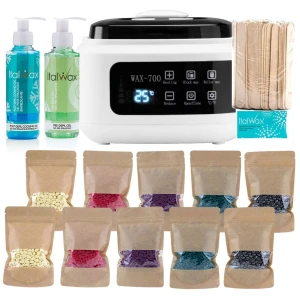 ItalWax Zestaw do depilacji - podgrzewacz 120W + 10x wosk twardy 100g + preparaty + szpatułki + talk