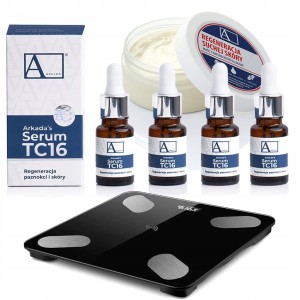 Arkada Zestaw: Serum kolagenowe TC16 11ml 4 sztuki + maść na popękaną skórę stóp 70g + waga łazienkowa