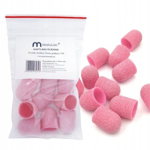 MaluLac Kapturki ścierne nakładki na nośnik gumowy do pedicure 13mm #180 10 sztuk różowe