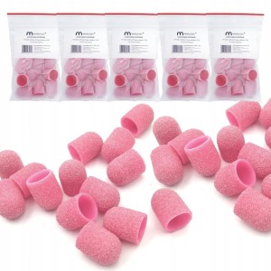 MaluLac Kapturki ścierne nakładki na nośnik gumowy do pedicure 13mm #180 50 sztuk różowe