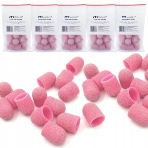 MaluLac Kapturki ścierne nakładki na nośnik gumowy do pedicure 10mm #180 50 sztuk różowe