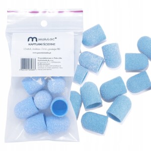 MaluLac Kapturki ścierne nakładki na nośnik gumowy do pedicure 13mm #80 10 sztuk niebieskie