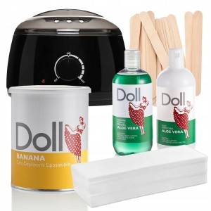 Xanitalia Doll Zestaw do depilacji ciała - podgrzewacz + wosk w puszce 800ml (do wyboru) + preparaty + paski + szpatułki