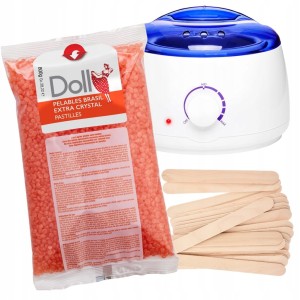 Xanitalia Doll Zestaw do depilacji ciała - podgrzewacz + wosk twardy Orange 800g + preparaty + szpatułki