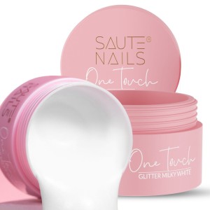 Saute Nails One Touch Builder Gel Żel budujący do przedłużania paznokci Glitter Milky White 50g