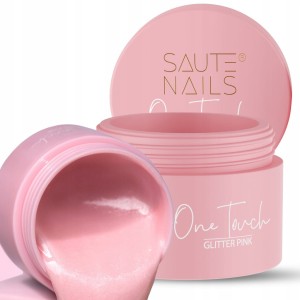 Saute Nails One Touch Builder Gel Żel budujący do przedłużania paznokci Glitter Pink 50g