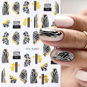 Naklejki samoprzylepne do zdobień paznokci nr STZ-SJ063 złoto cętki zebra