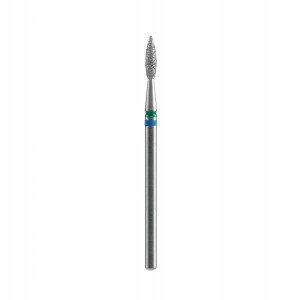 Staleks Frez diamentowy duo płomień mini spiczasty do skórek i paznokci FA11BG021/8 niebiesko-zielony 2.1mm 8mm ścieralność średniotwarda