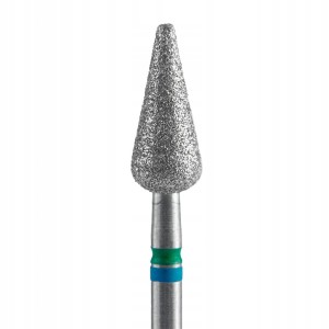 Staleks Frez diamentowy gruszka ostra / stożek do skórek i paznokci FA100BG050/12 niebiesko - zielony 5mm 12mm ścieralność ostra