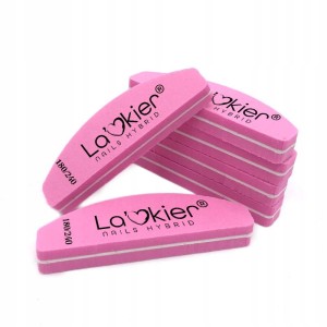 La'kier Profesjonalna polerka do paznokci łódka półksiężyc gradacja 180/240 różowa 20 sztuk