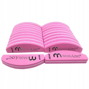 MaluLac Profesjonalna polerka do paznokci łódka półksiężyc gradacja 100/180 różowa 20 sztuk