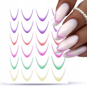 Naklejki samoprzylepne French Manicure linia uśmiech mix kolorów
