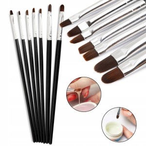 Zestaw profesjonalnych pędzelków do zdobień paznokci 7 sztuk czarne
