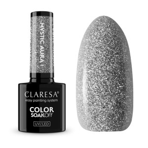 Claresa Mystic Aura 1 5g srebrny brokatowy lakier hybrydowy do paznokci 