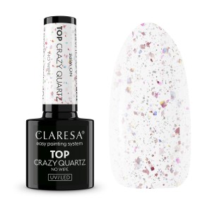 Claresa Top Crazy Quartz No Wipe transparentny hybrydowy lakier nawierzchniowy bez przemywania 5g